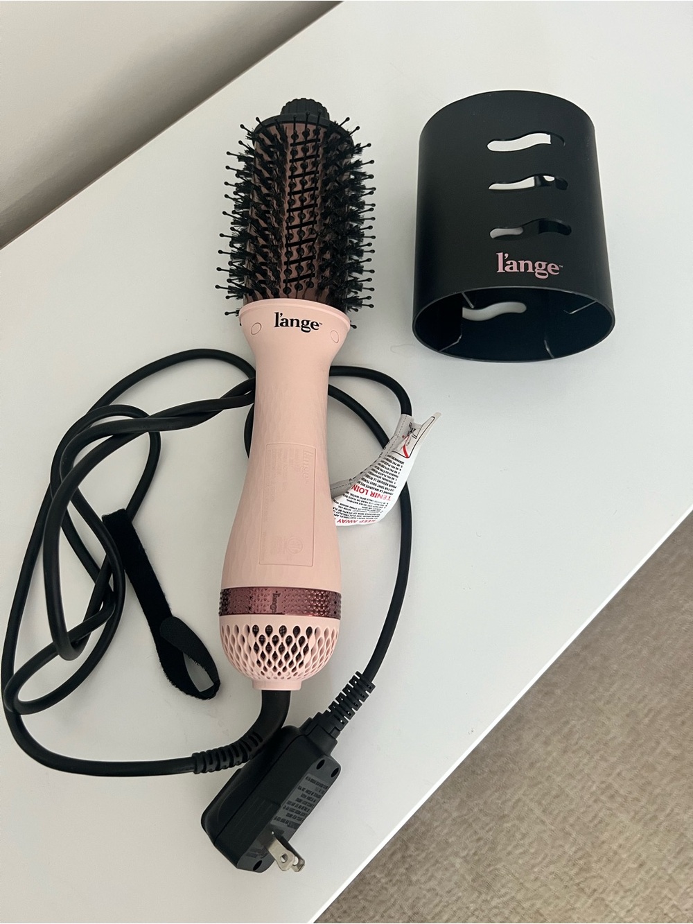 Lange Pink and Black Hot Air Styling Brush with Protective Stand